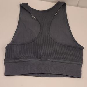 Women's Gray Ribbed Sports Top